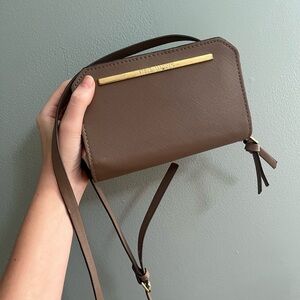 Steve Madden brown crossbody double zip around bag